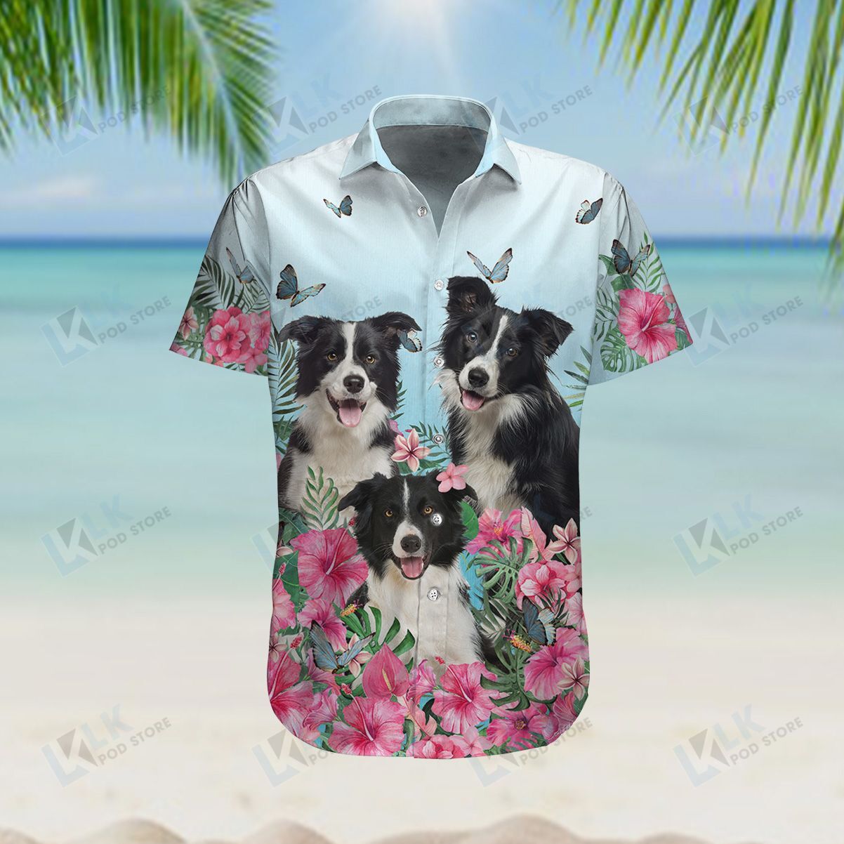 Border Collie Hawaiian Shirt Hibiscus Beach Ha84376