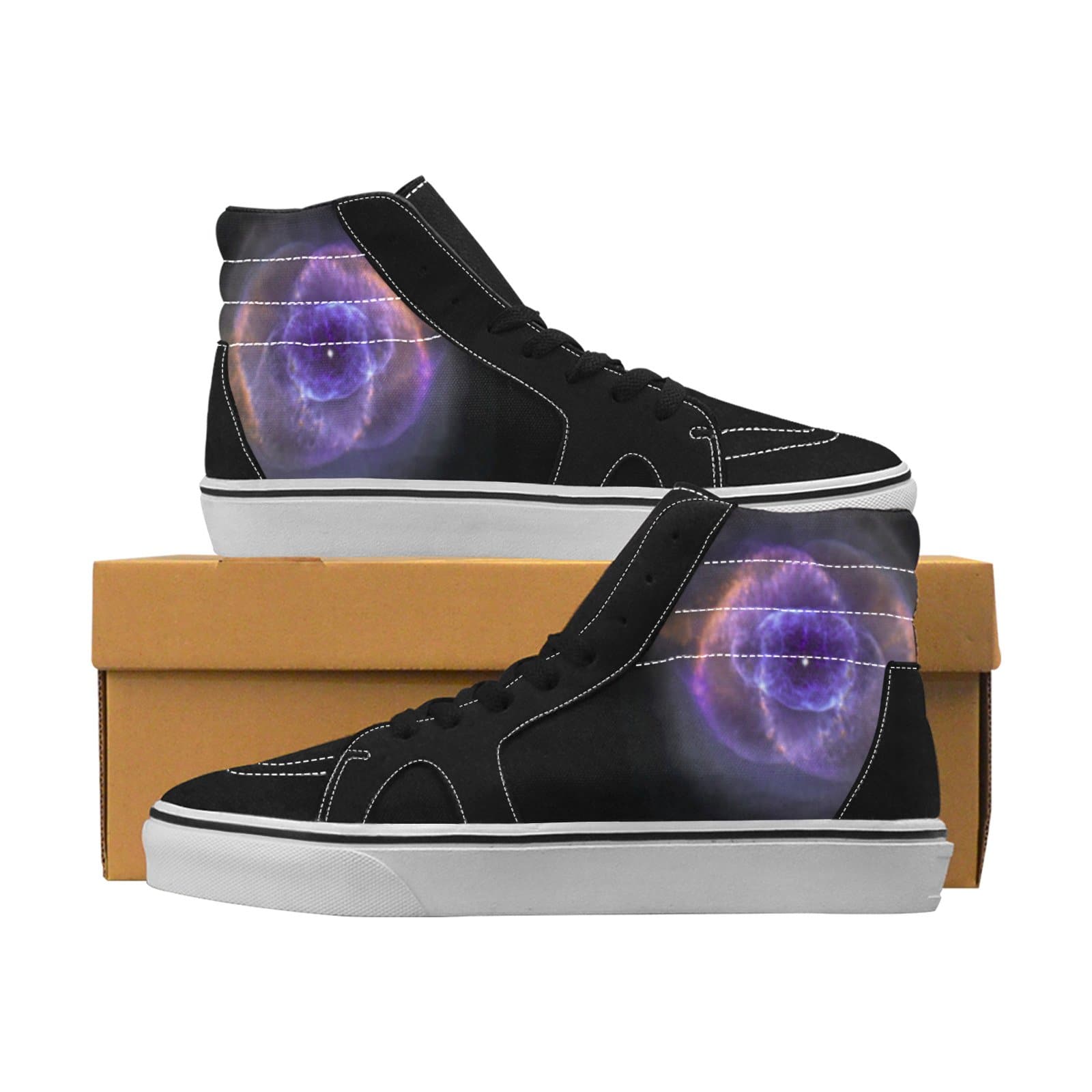 Womans Space Nebula Canvas Suede High Top Shoes