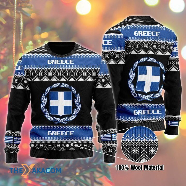 Blue Greece Gift For Christmas Ugly Christmas Sweater