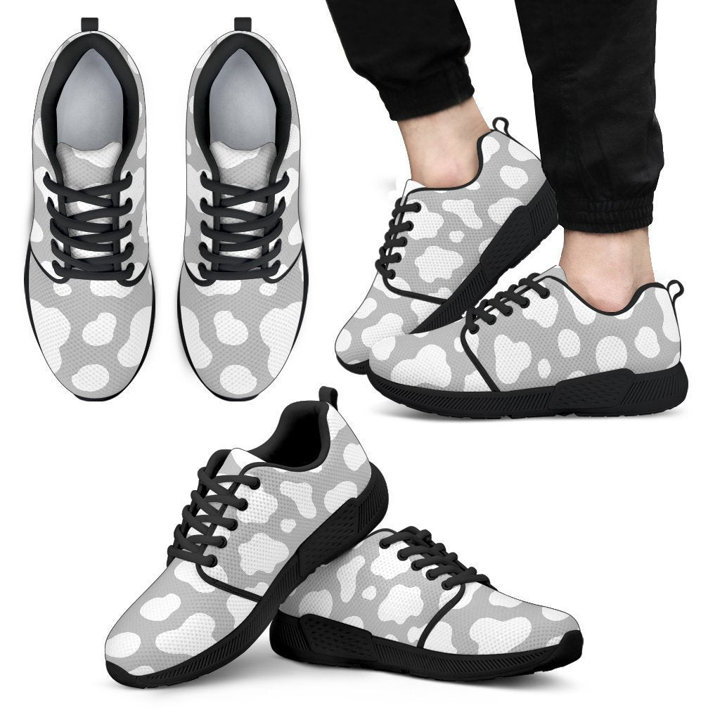 White And Grey Cow Print Men’S Athletic Shoes