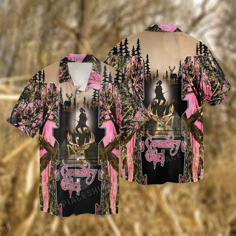 Deer Hunter Country Girl For Men And Women Graphic Print Short Sleeve Hawaii Casual Shirt Ha103249