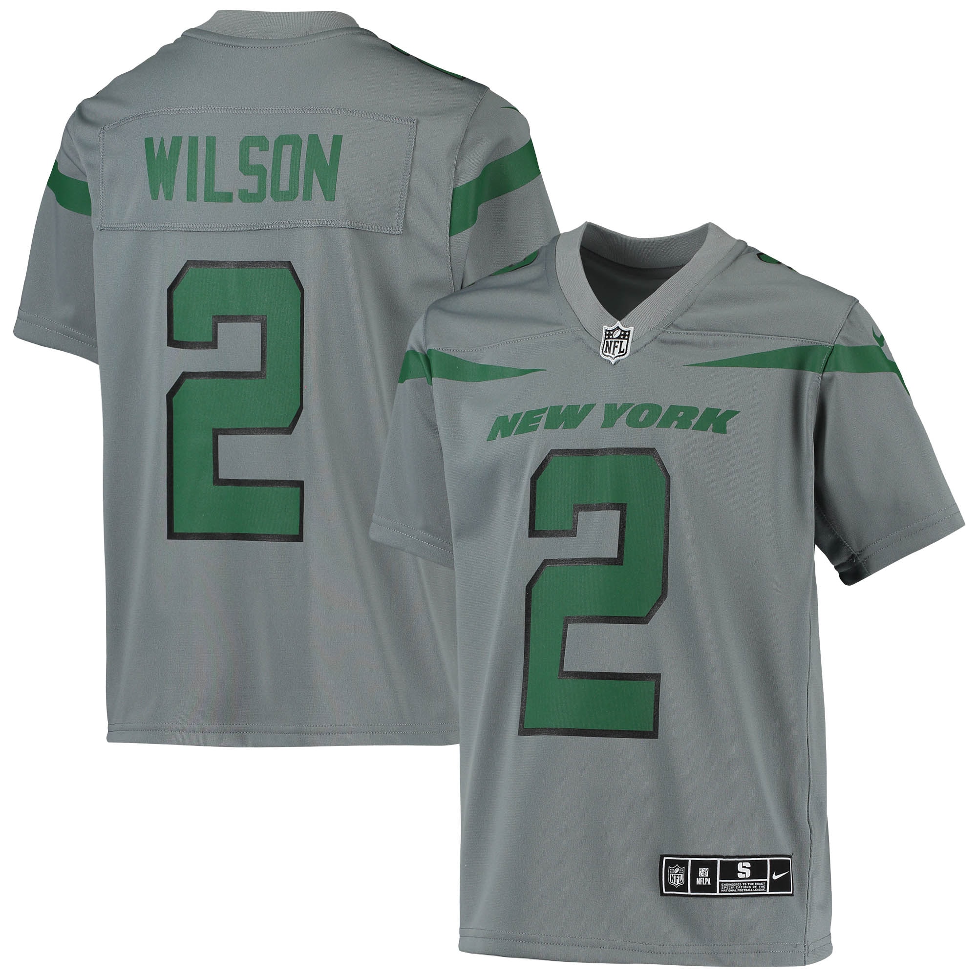 Youth New York Jets Zach Wilson Gray Inverted Team Game Jersey