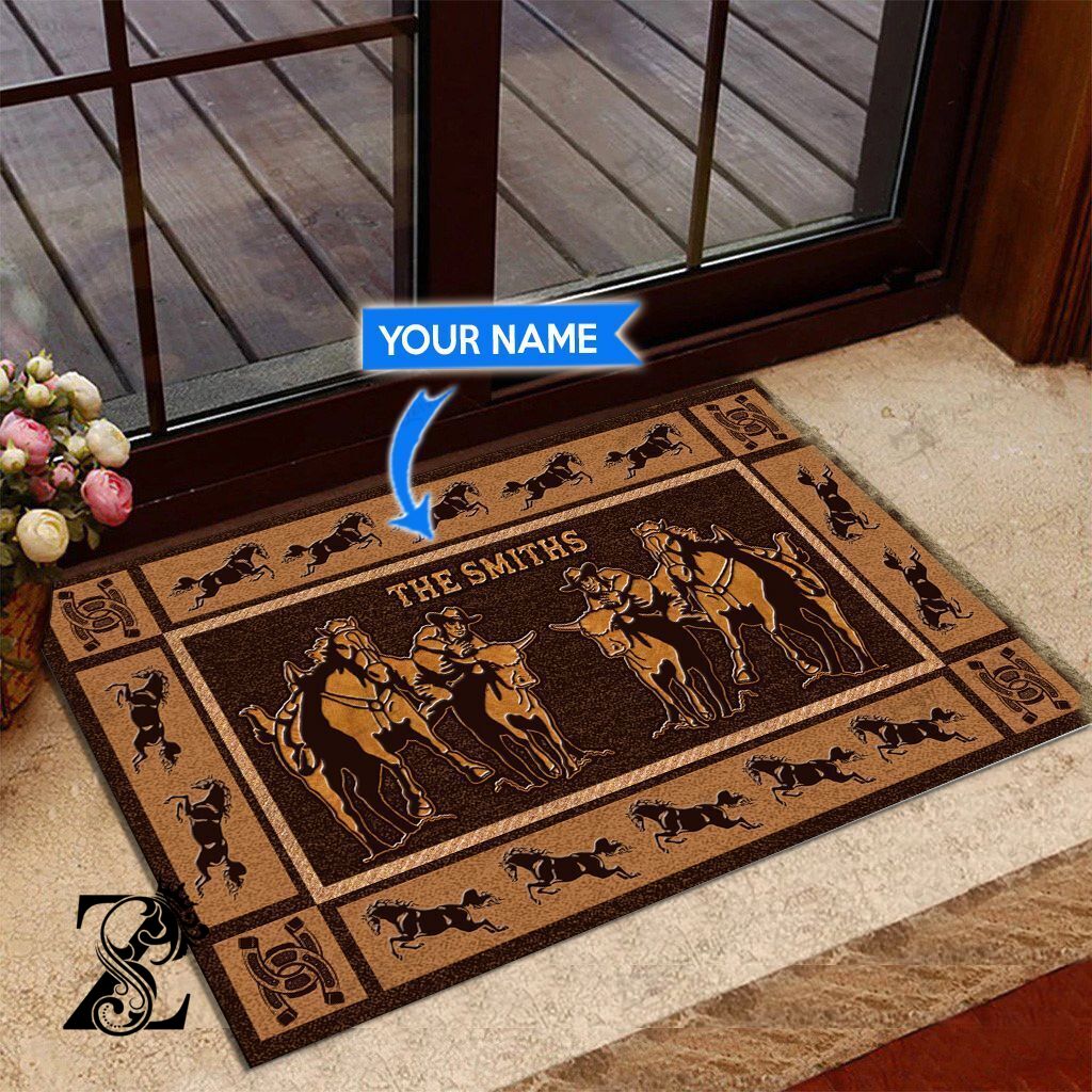 Steer Wrestling Personalized Doormat Dvj20112103