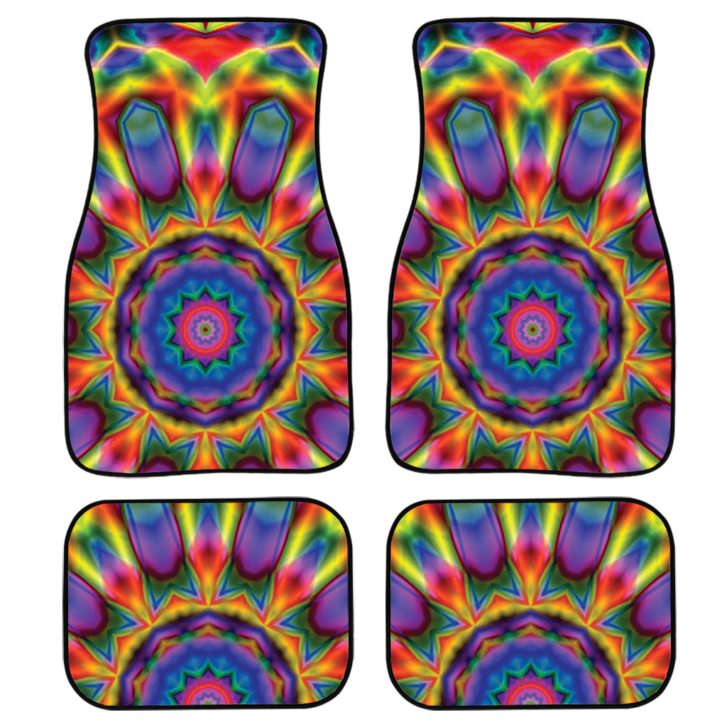 Boho Kaleidoscope Print Front And Back Car Floor Mats, Front Car Mat