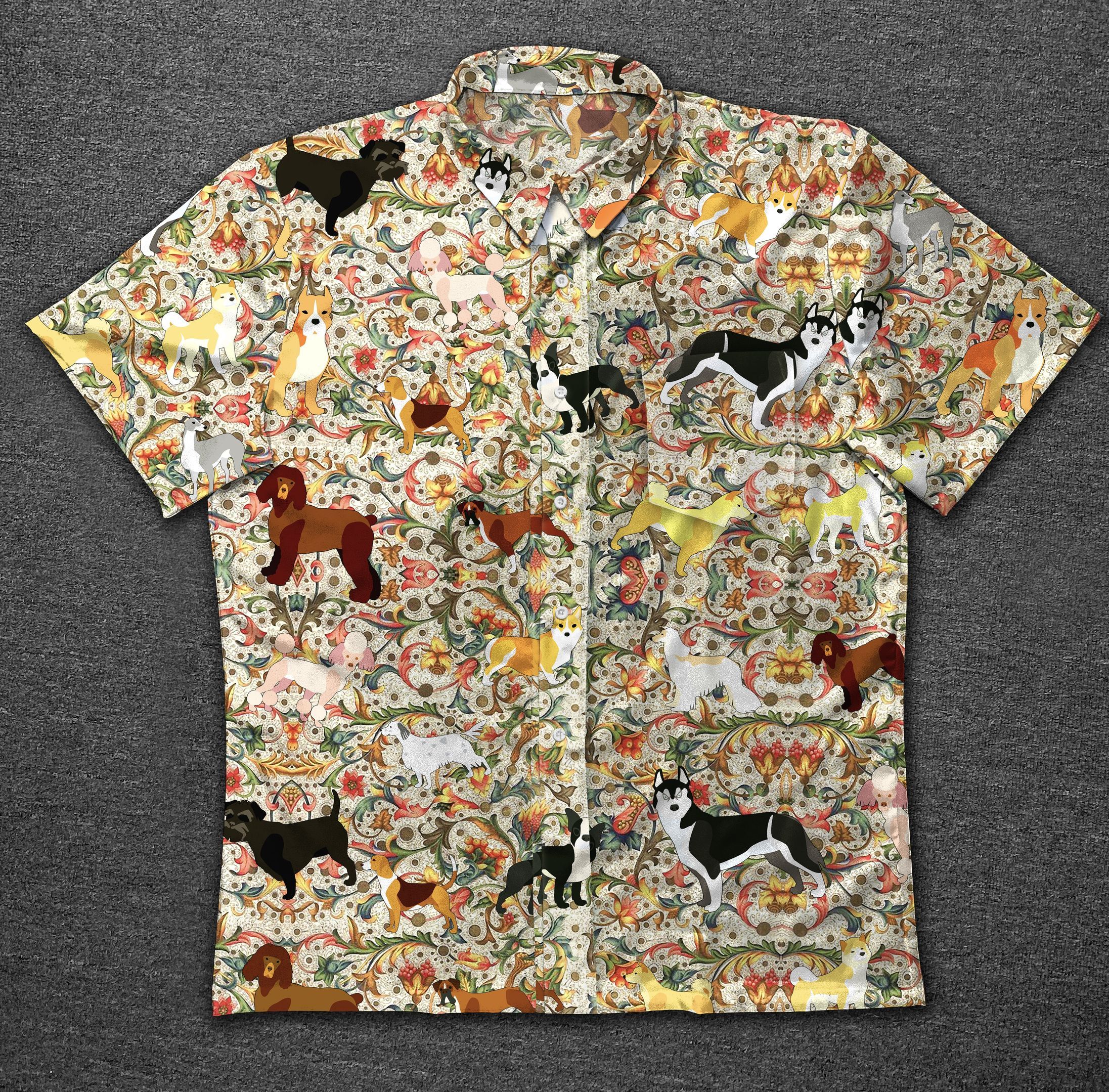 Dogs Vintage Cotton Mens Hawaii Ha7867