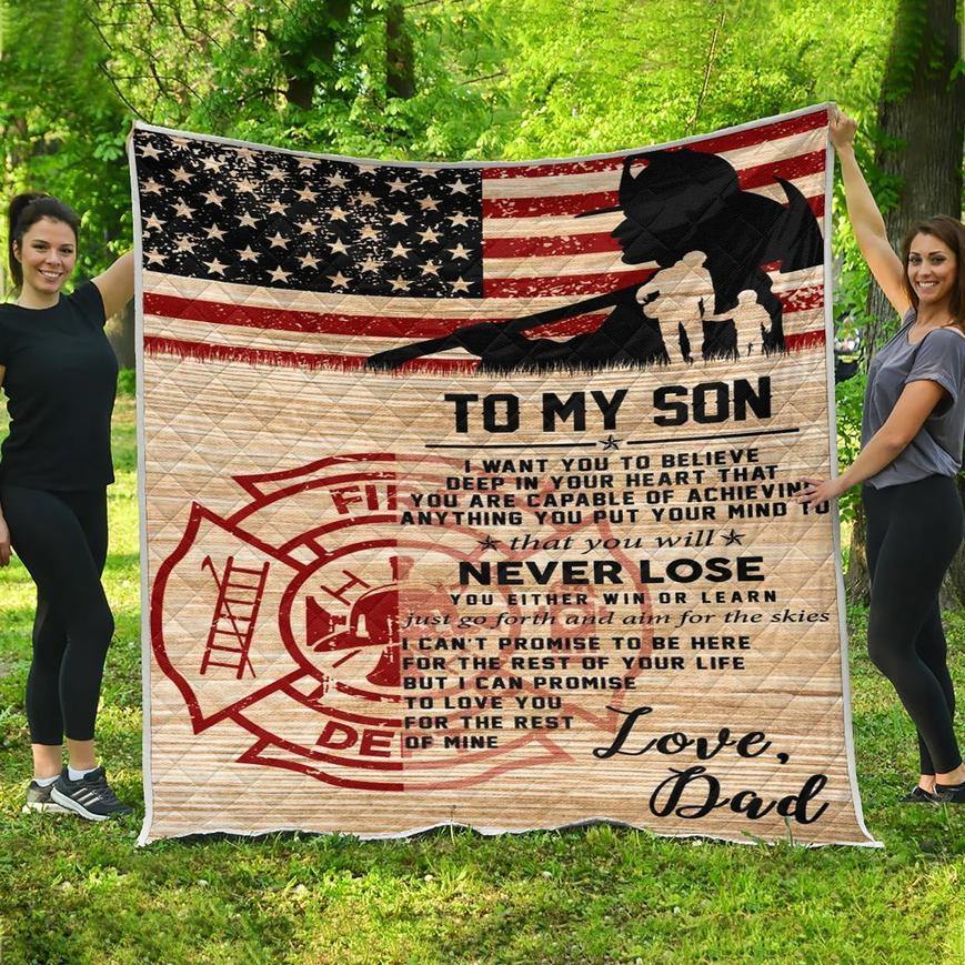 To My Son Firefighter Gift For A Firefighter  Gift For Home Decor Fleece Blanket