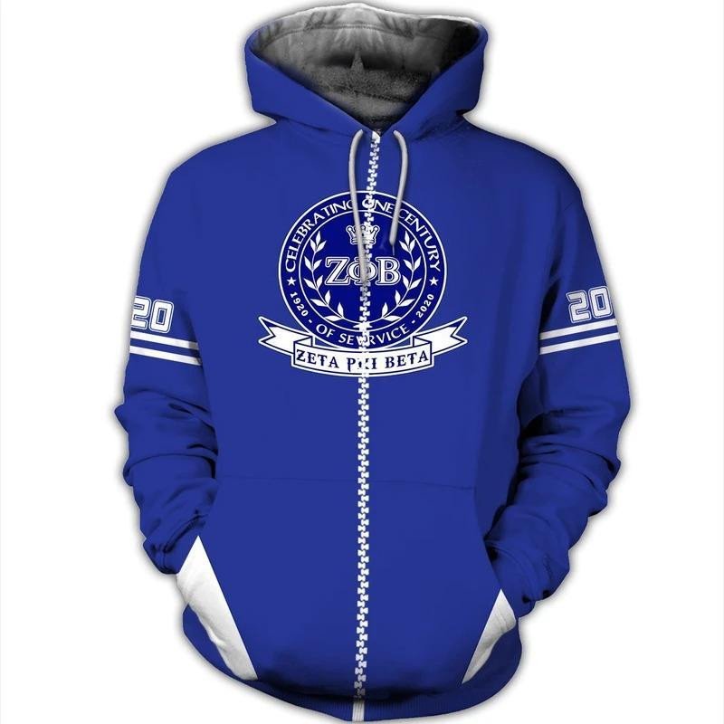 Sorority Hoodie – Zeta Phi Beta Celebrating One Century Zip Hoodie