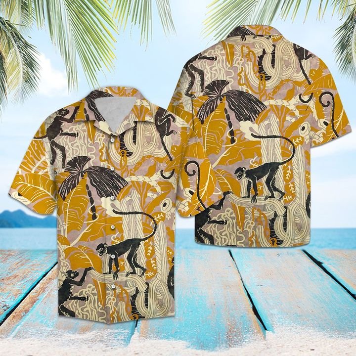 Tropical Monkey Hawaiian Shirt Summer Button Up For Men, Women, Couple