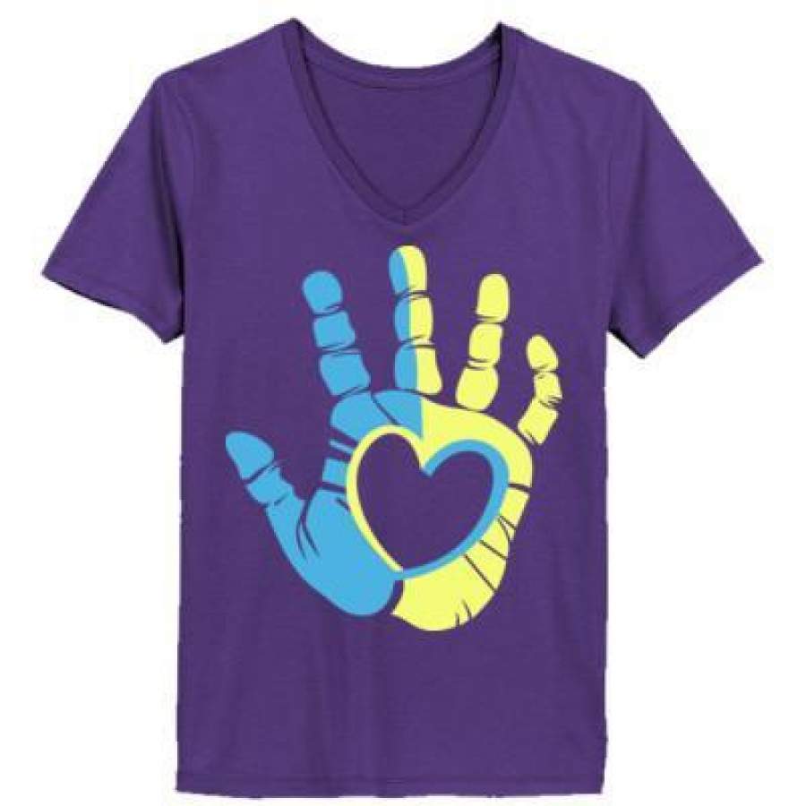 AGR Cancer Hand – Ladies’ V-Neck T-Shirt