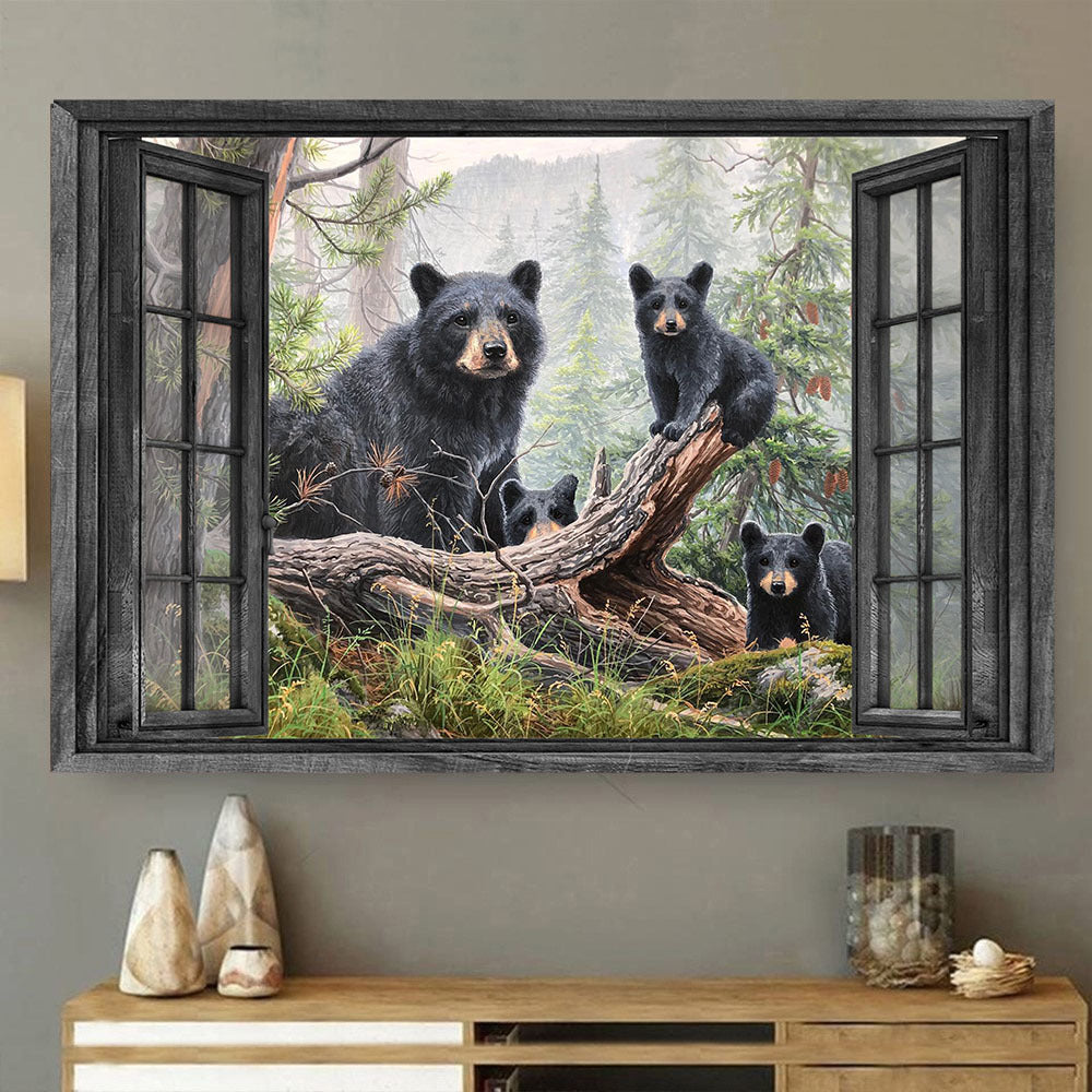 Bear 3D Wall Art Painting Art Home Decor Living Decor Gift Black Bear Pine Forest