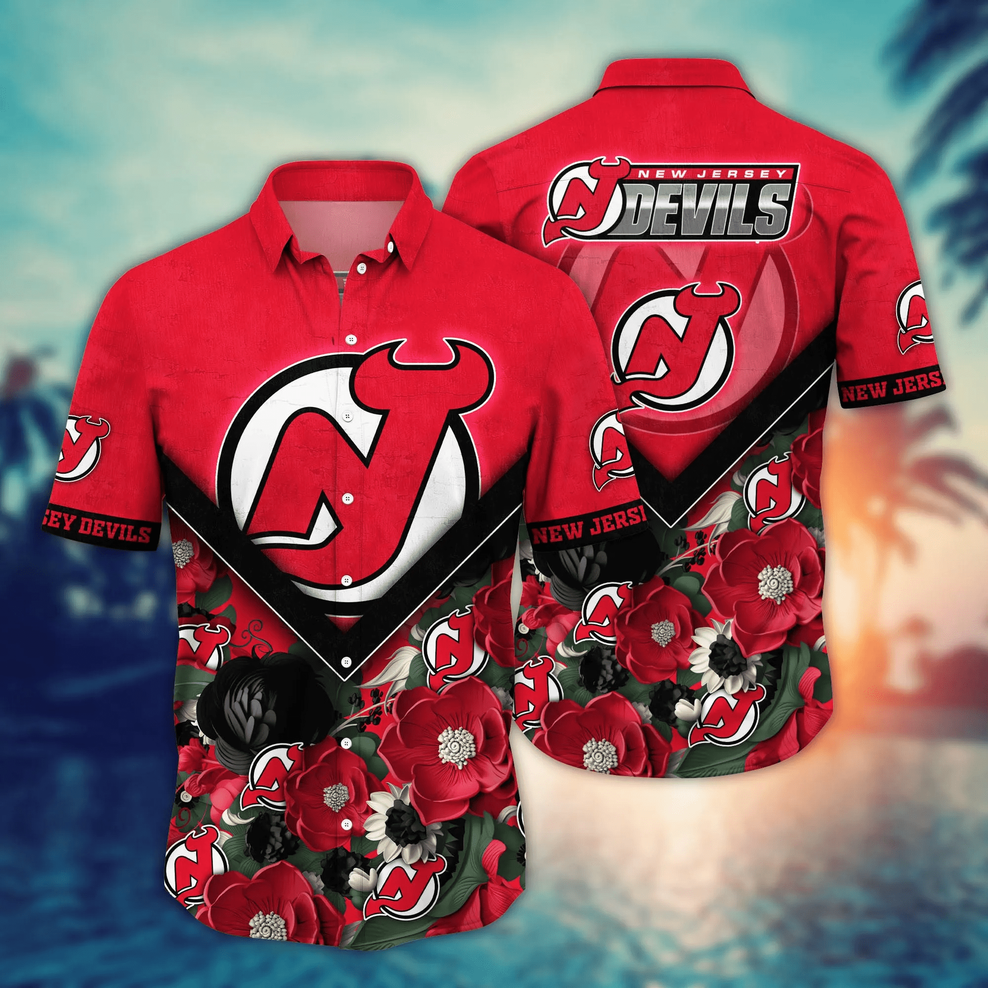 New Jersey Devils Nhl Hawaiian Shirt Custom Sun-Soaked Aloha Shirt