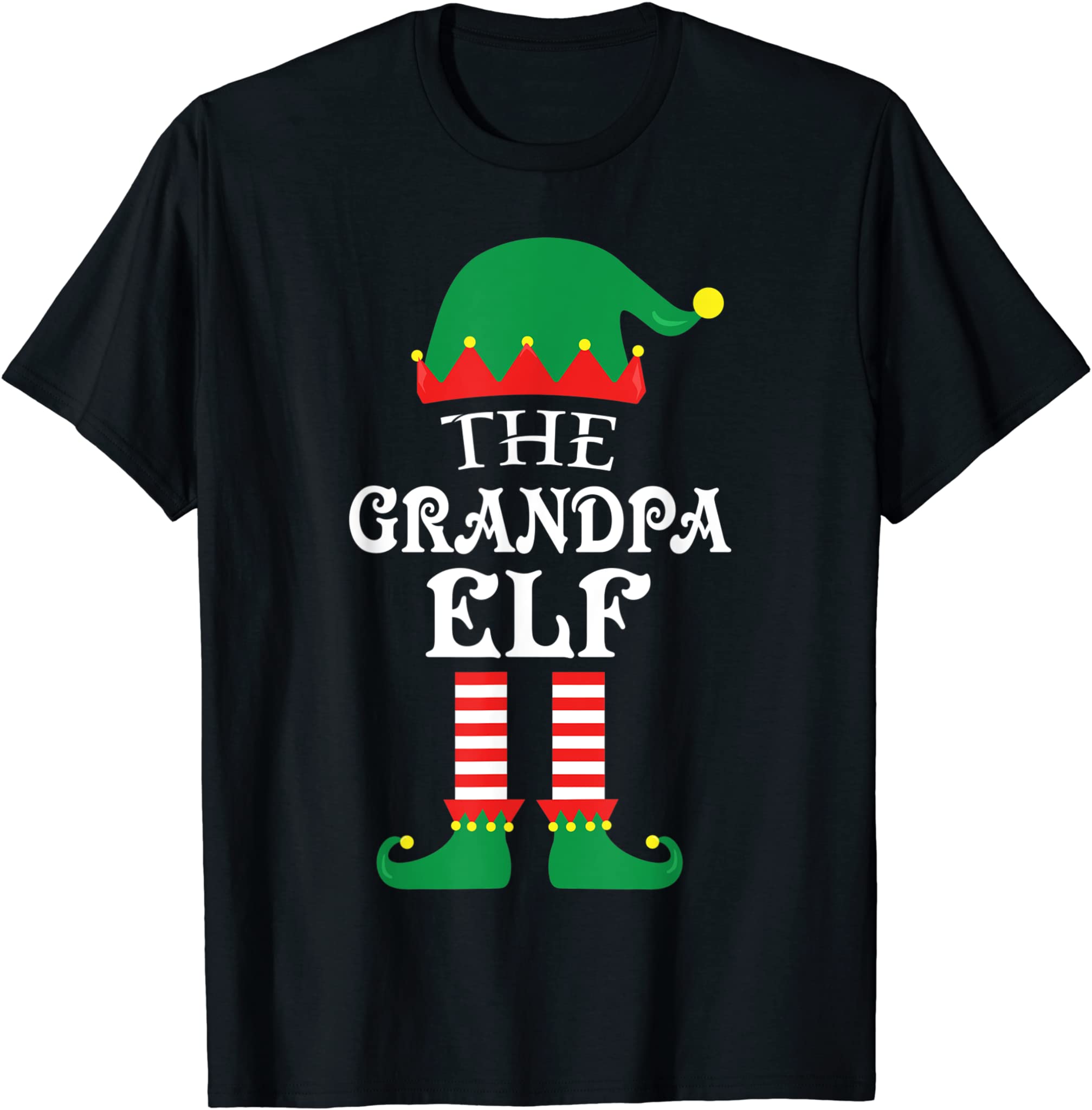 The Grandpa Elf Matching Family Group Christmas Pajama T-Shirt