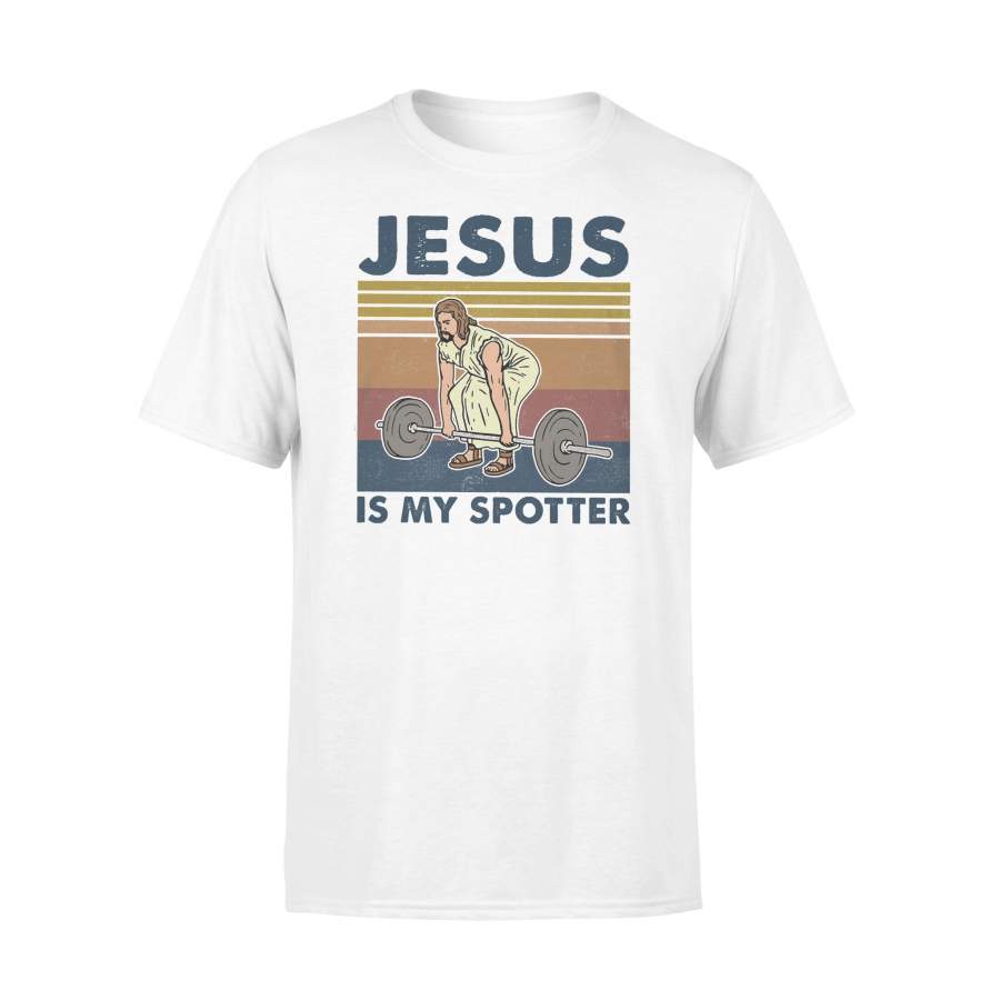Fitness Jesus Is My Spotter Vintage Retro T-shirt