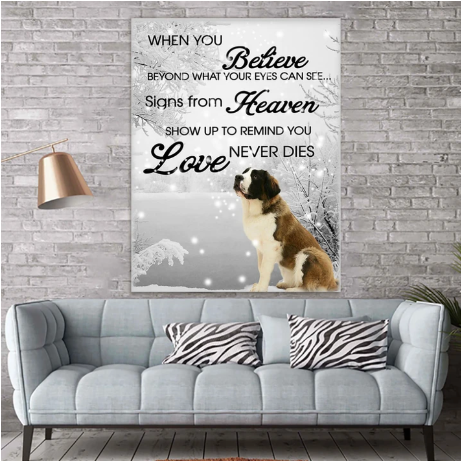 St Bernard Snow Premium Wall Art Canvas