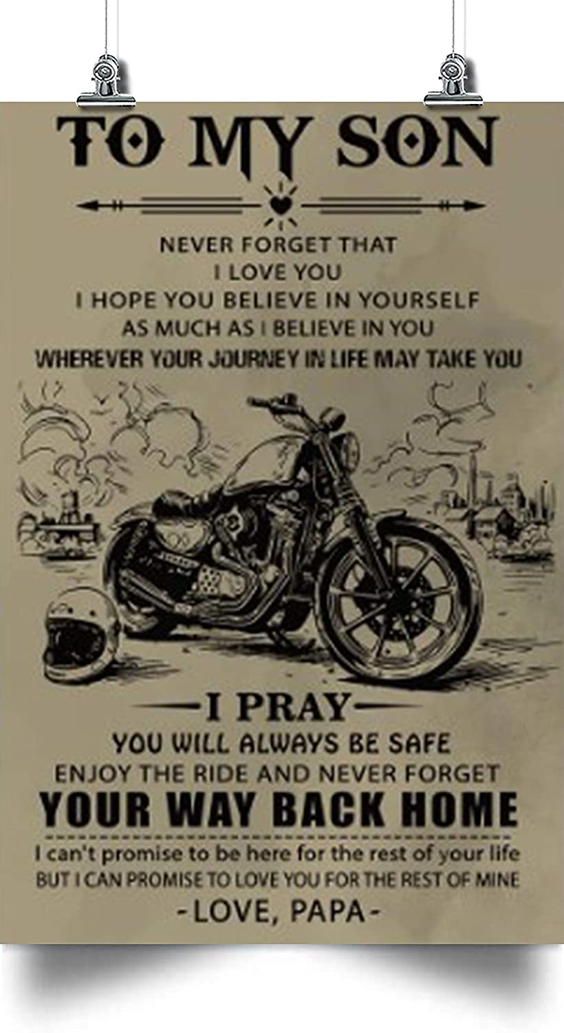 Biker Poster – PAPA to Son – Your Way Back Home – Holidays Son Gift, to My Son Poster, Son Gift from Dad, Son Gift Poster