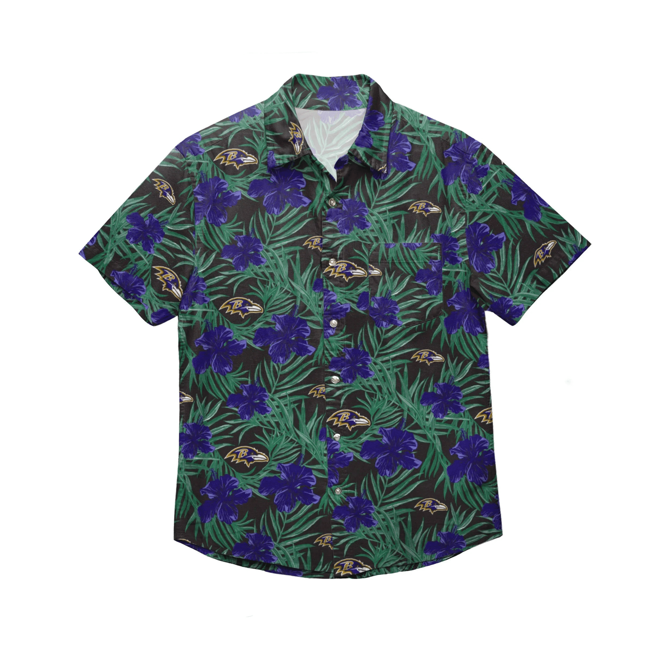 Baltimore Ravens Hibiscus Button Up All Over Printed Hawaiian Shirt Size S – 5Xl