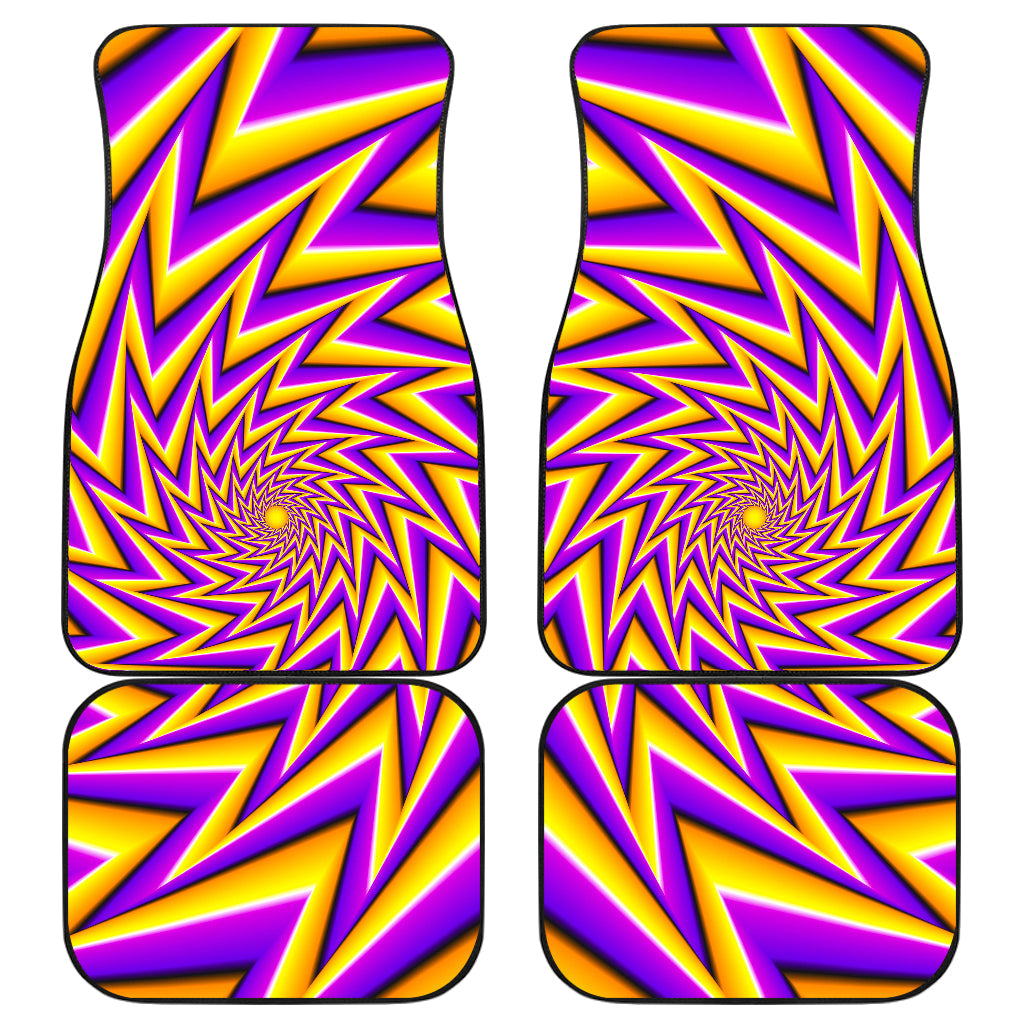 Yellow Big Bang Moving Optical Illusion Front And Back Car Floor Mats, Front Car Mat