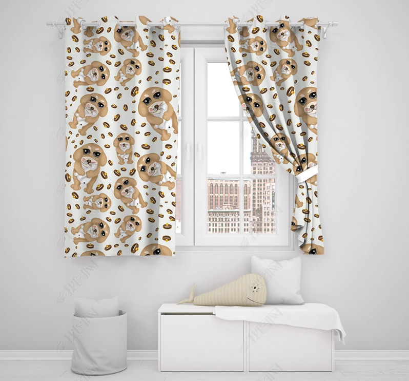 3D Hand Drawn Animal Dog Curtains And Drapes Lqh 242