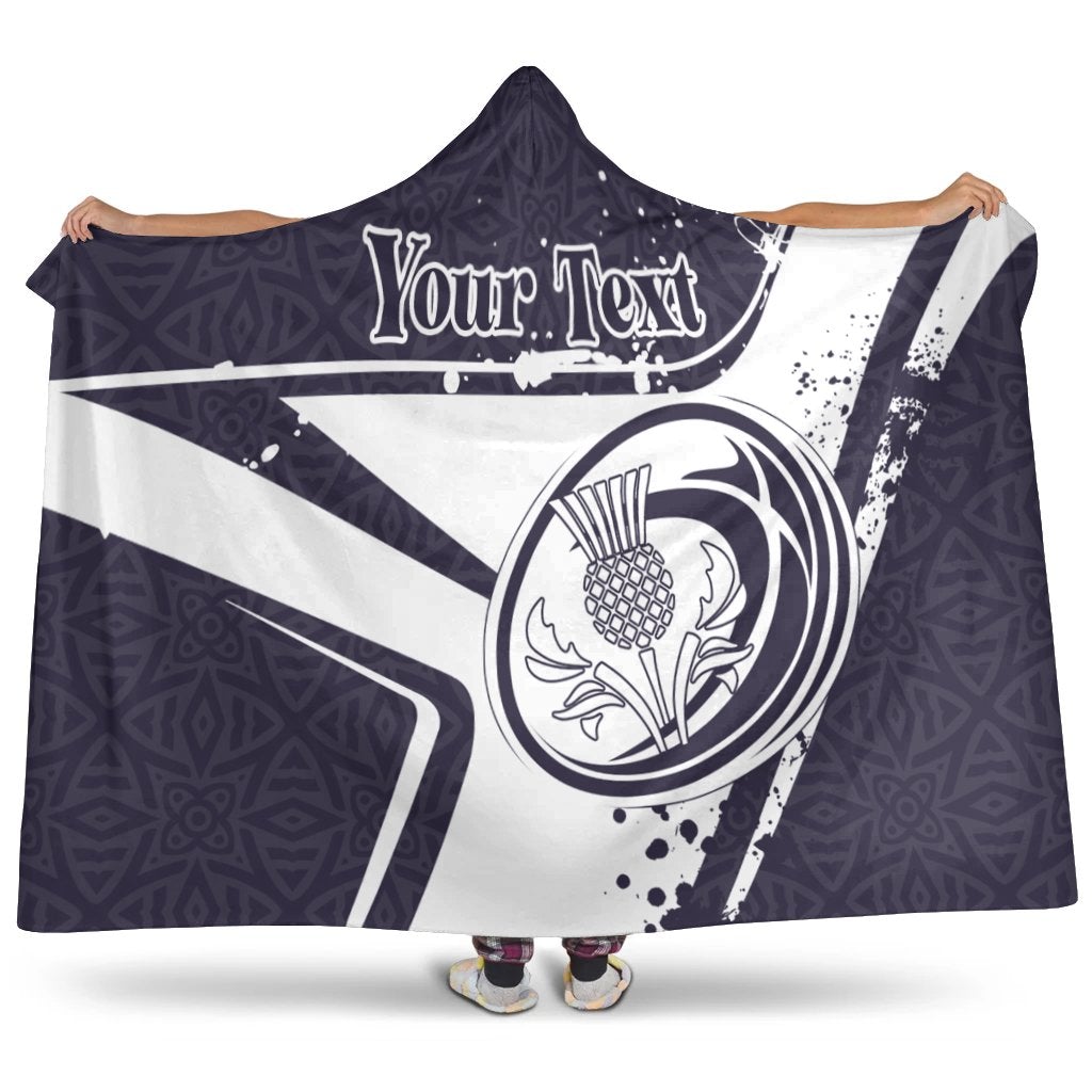 (Custom Text ) Scotland Rugby Personalised Hooded Blankets Scottish Rugby