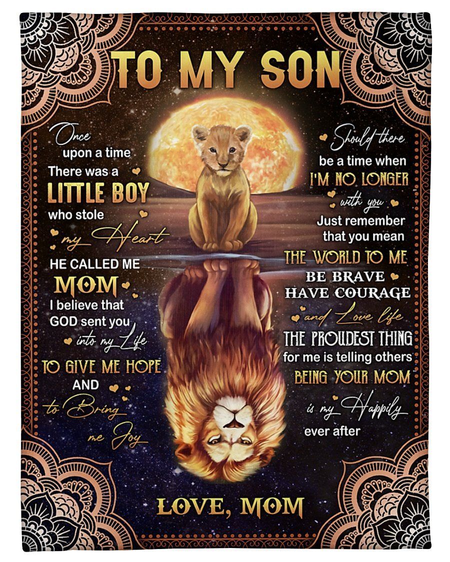 You Mean The World To Me Lion Reflection Fleece Blanket Mom Gift For Son Fleece Blanket