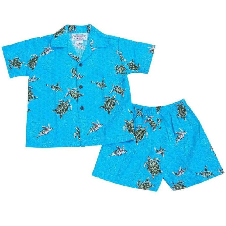 Turtle Teal Hawaii Boy Cabana Set Ha44946