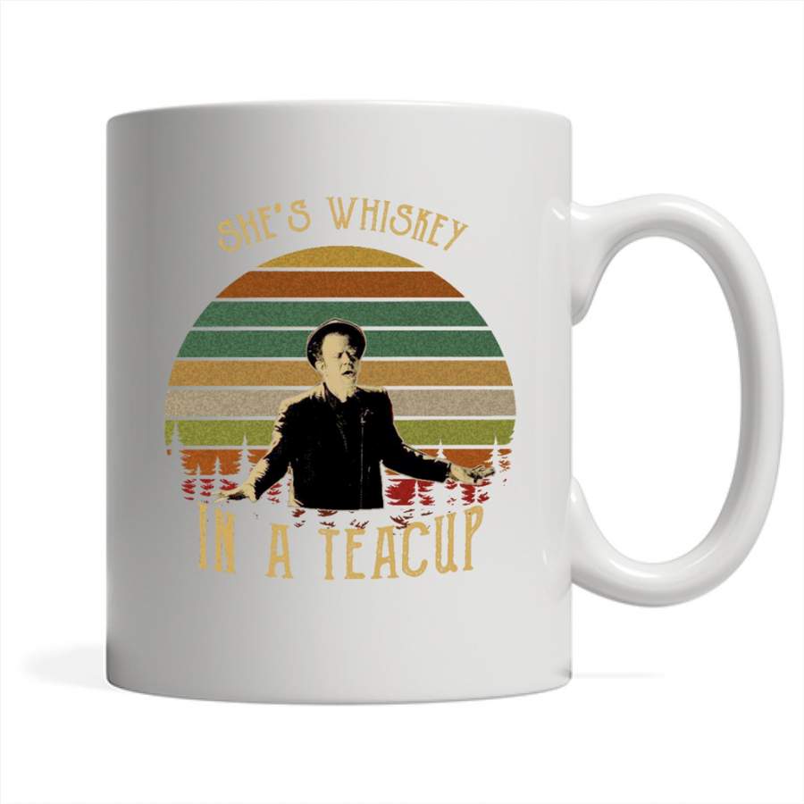 Tom SHe’s Whiskey In A Teacup Classic Vintage Retro Design – Full-Wrap Coffee White Mug