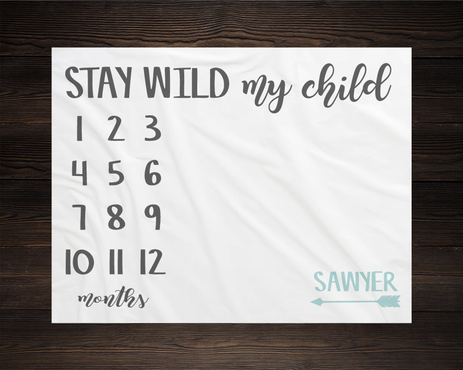 Stay Wild Milestone Blanket, Monthly Growth Tracker Soft Fleece Blanket, Baby Shower Gift, Newborn Gift Blanket, Watch Me Grow Baby Boy