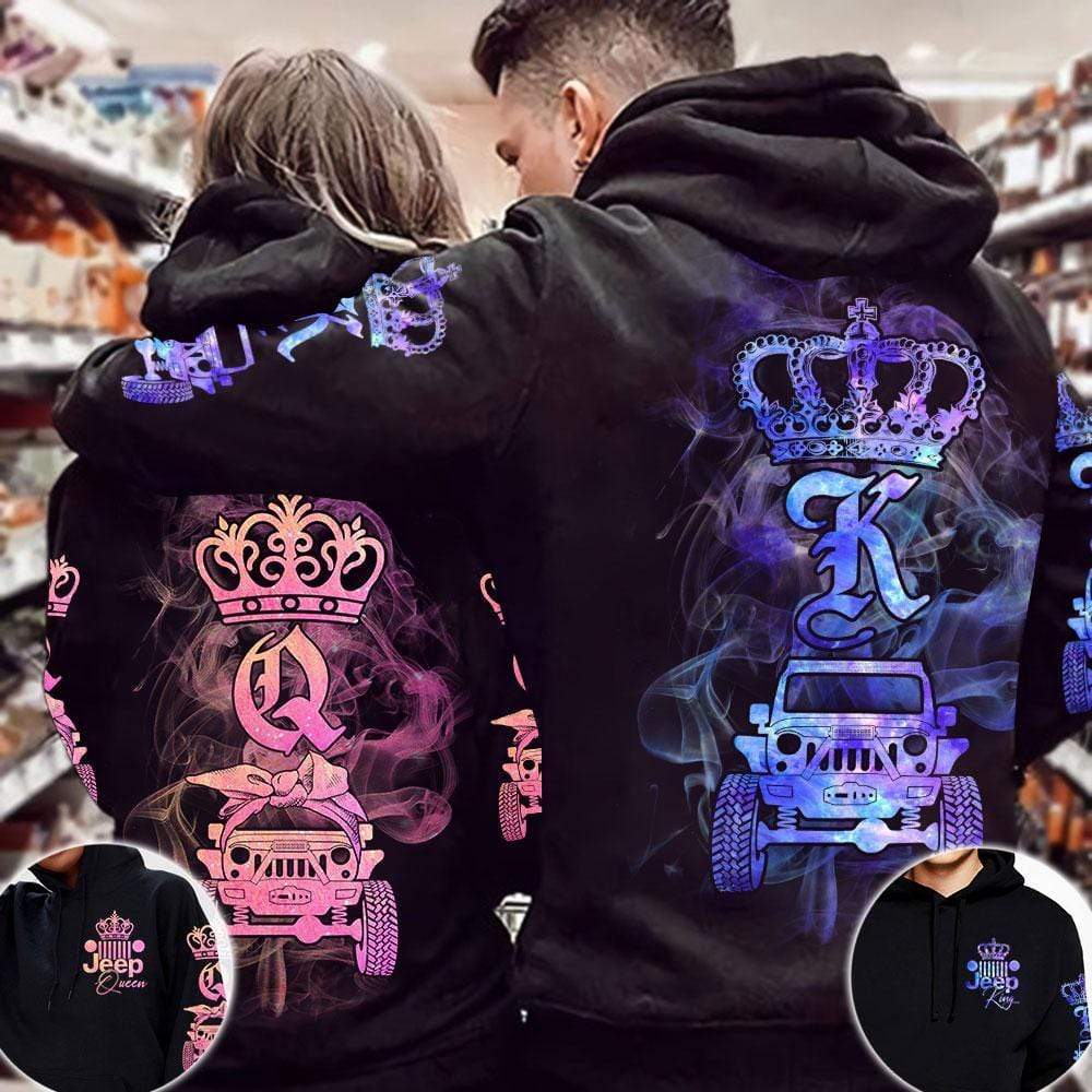 Jeep King Queen Couple Hoodie 3D