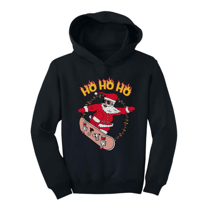 Skater Santa Ho Ho Ho Ugly Christmas Toddler Hoodie