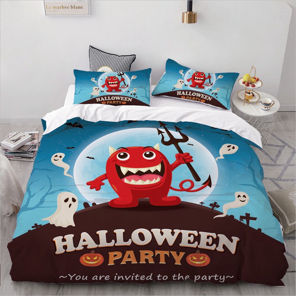 Halloween Party Bedding King/Queen,3D Cartoon Bedding Set For Kids/Baby/Children Duvet Cover Set Single,/Blanket Cover Set