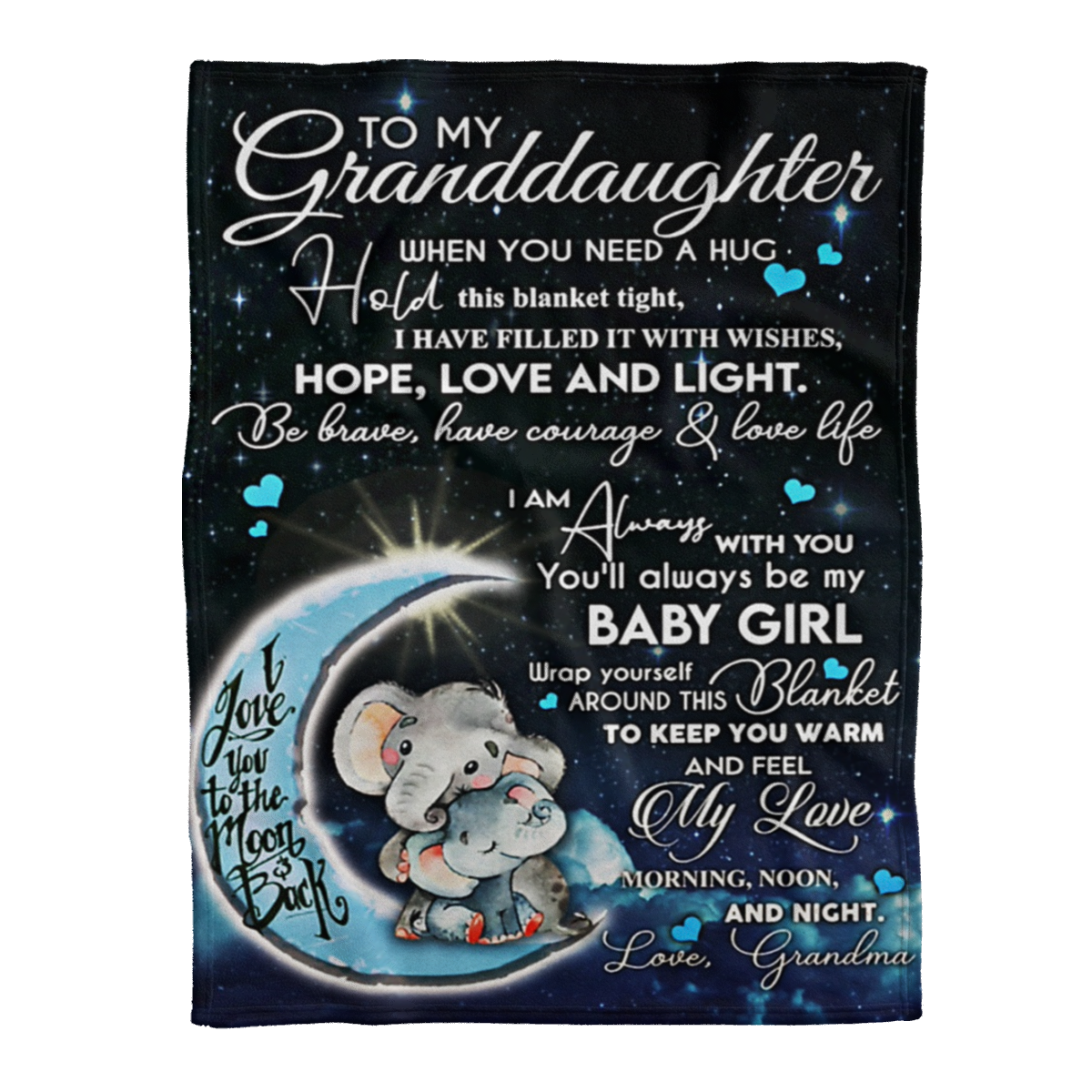 To My Granddaughter Love You To The Moon And Back Fleece Blanket Home Decor Bedding Couch Sofa Soft And Comfy Cozy