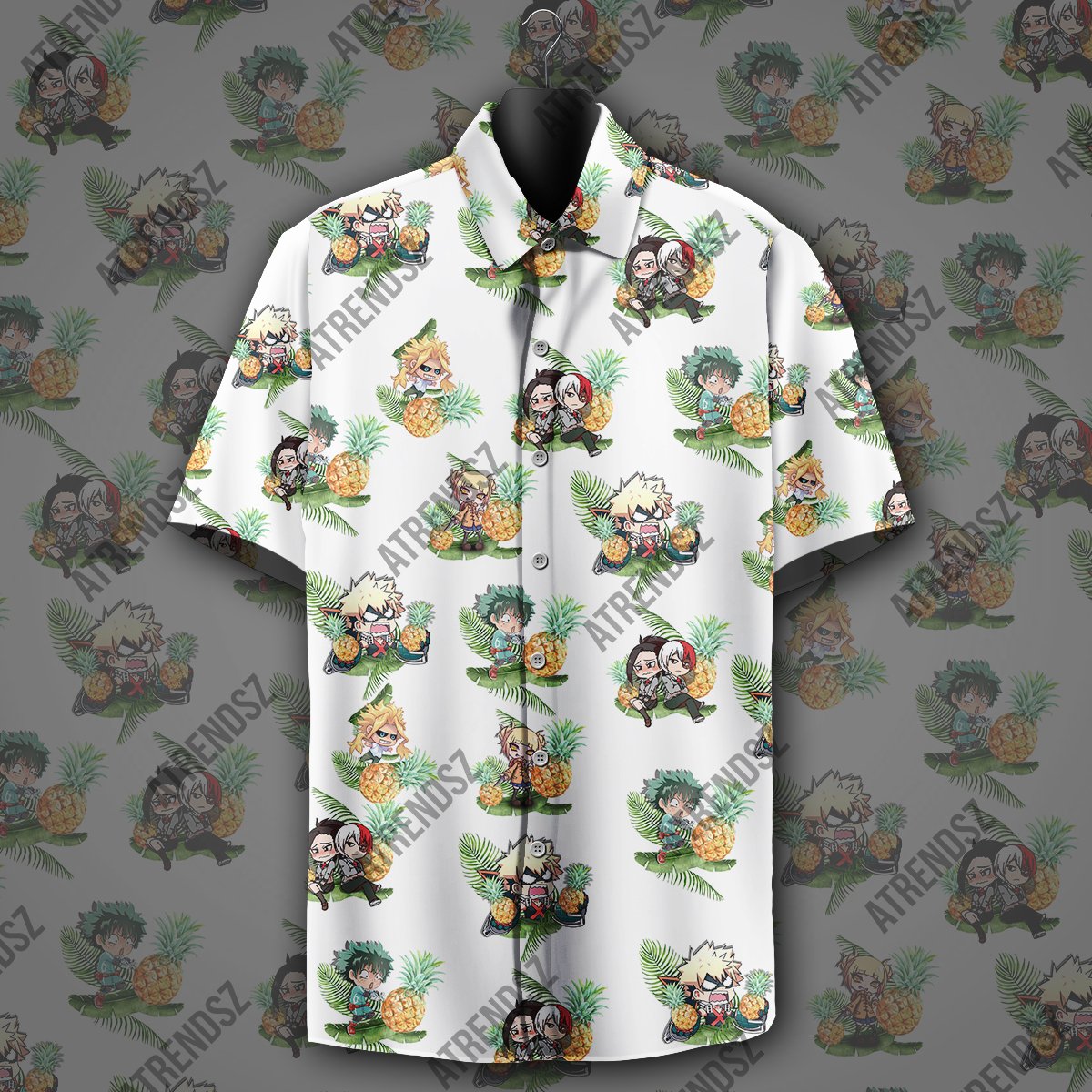 My Hero Academia Hawaii Shirt Bakugo Midoriya Izuku Toga Pattern White Aloha Ha42805