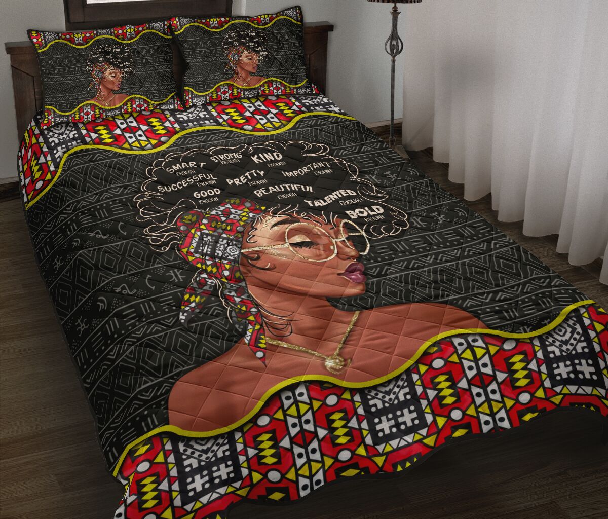 Black Queen African American Quilt Set 0622