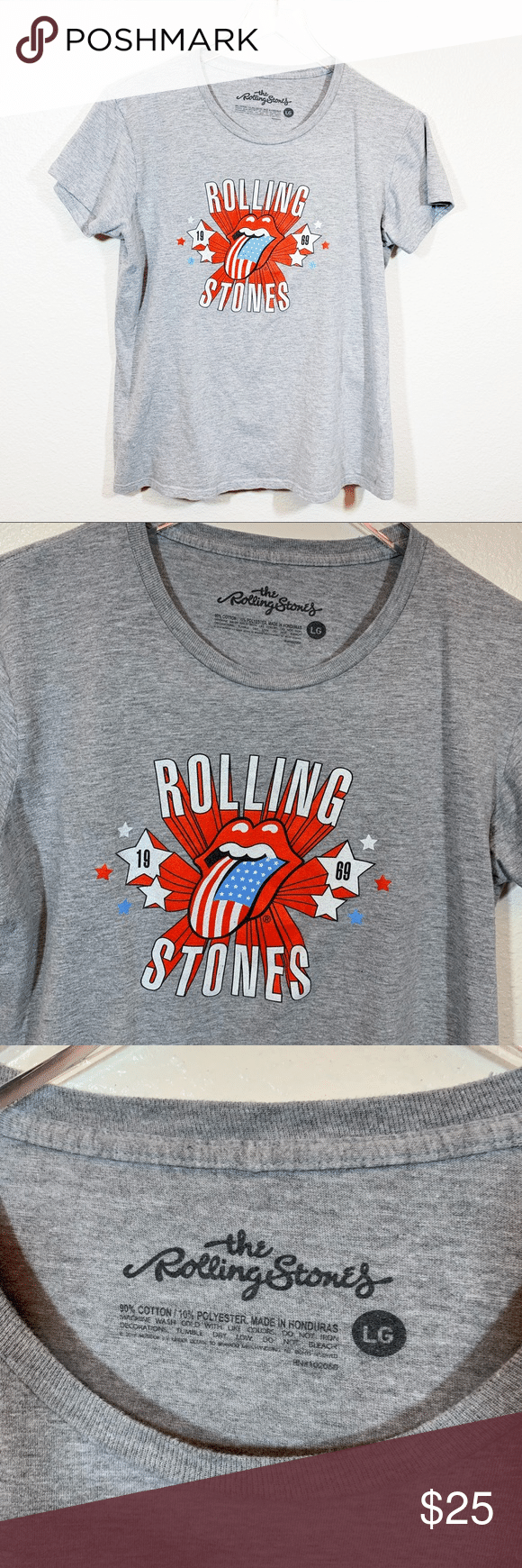 Rolling Stones Graphic Band Tee Great Pre Owned Condition American Flag Shirt