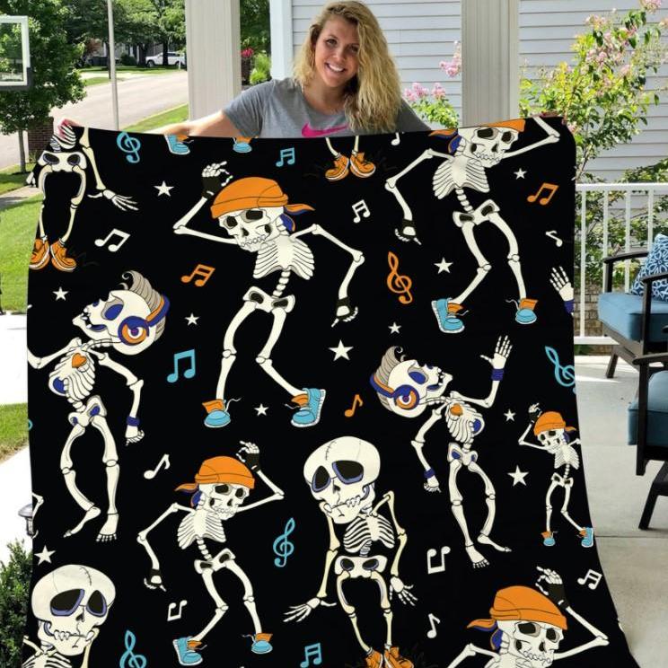 Skeleton Dancing Halloween Gift Fleece Blanket – Quilt Blanket Fleece Blanket, Blanket Sofa Bed, 3D Blanket