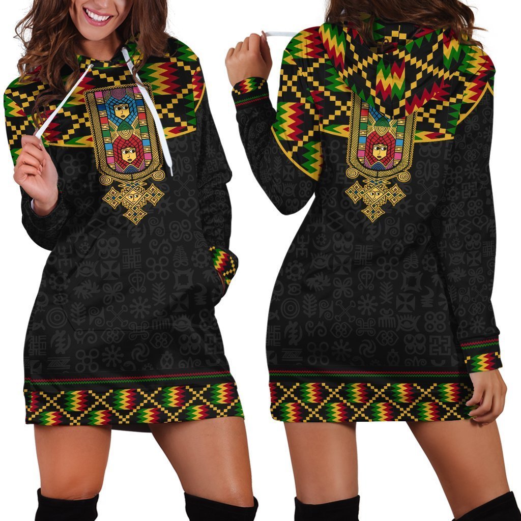 Greek Life Ethiopia Hoodie Dress, Ethiopia Saba Tilet Kente