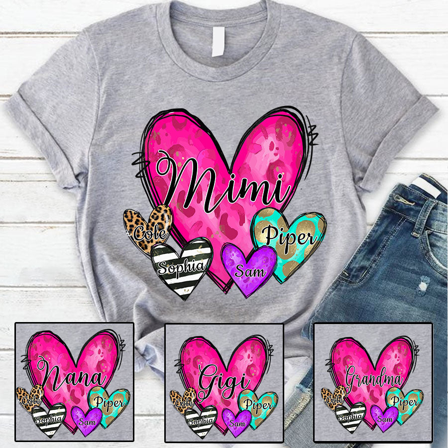 Mimi Hearts With Grandkids Leopard T-Shirt