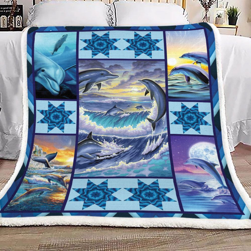 Dolphin Artwork Collection Fleece Blanket All Over Prints