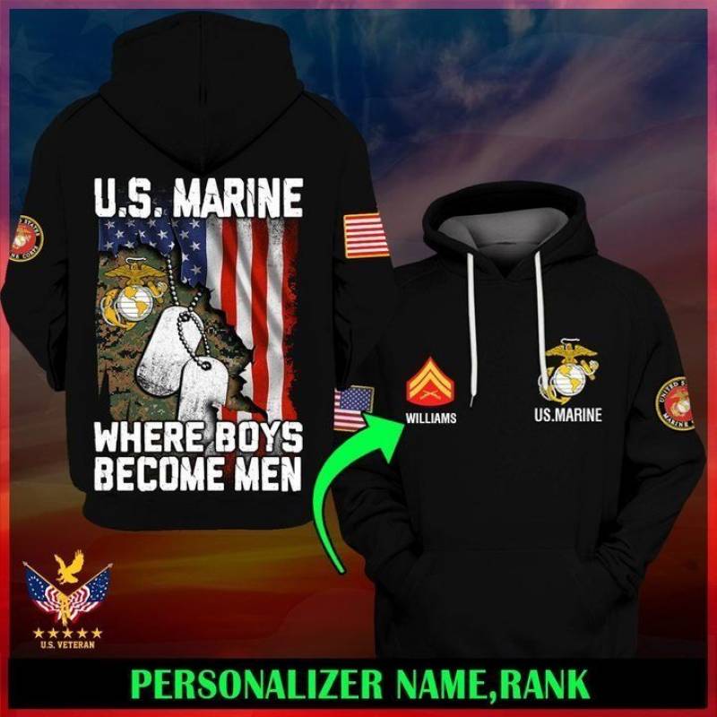 United States Marine Corps 3d All Over Printed Hoodie Customize