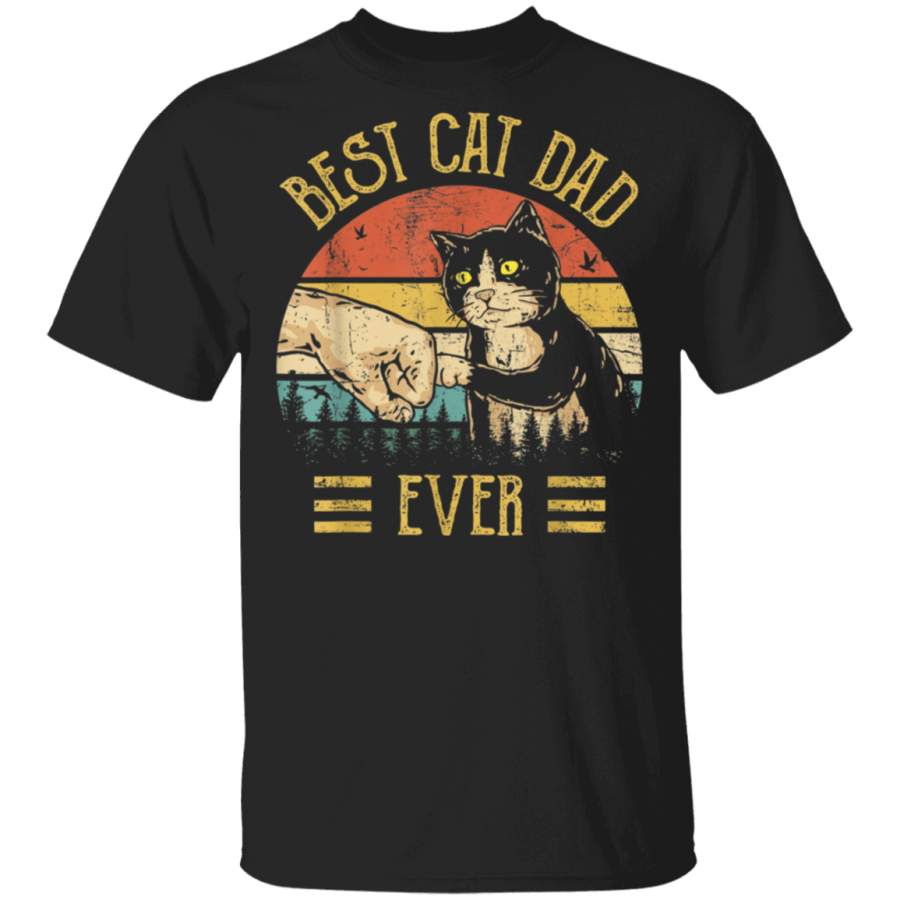 Best Cat Dad Ever Paw Fist Bump Fit Vintage Retro Gift Men TShirt