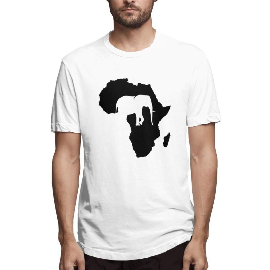 Summer Fashion Men’s Cotton T-shirt Africa Elephant Graphic T-shirt Printed Plus-size Men’s T-shirt Summer Tops