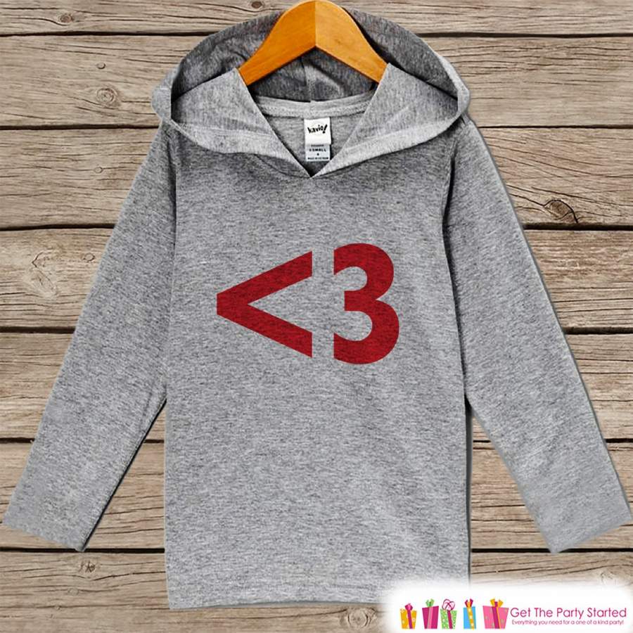 Kids Valentines Day Outfit – Red <3 Heart Valentine Pullover – Fun Boy or Girls Love Valentine's Day Outfit – Kids, Baby, Toddler Hoodie