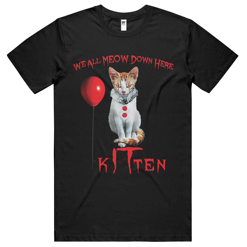 We All Meow Down Here Clown Cat Kitten T Shirts