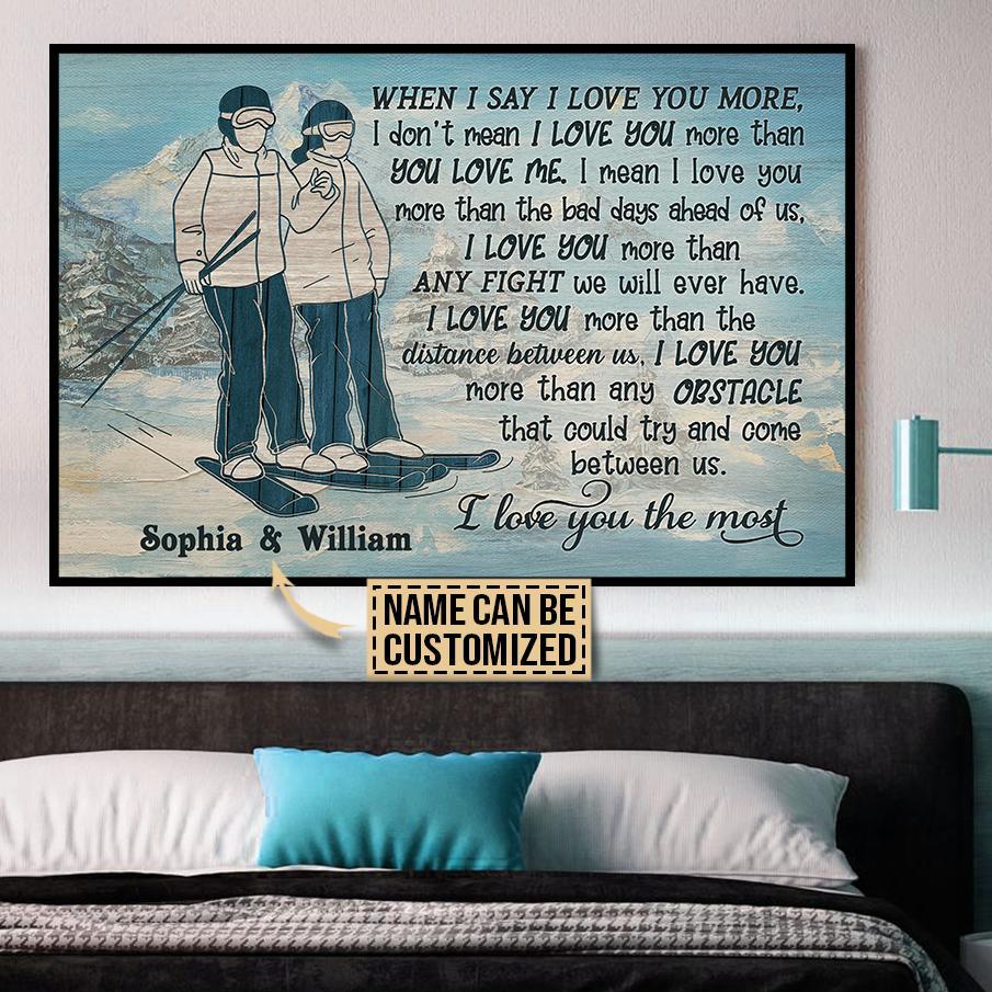 Aeticon Gifts Personalized Skiing When I Say Love You Canvas Mom Dad Gift Home Decor