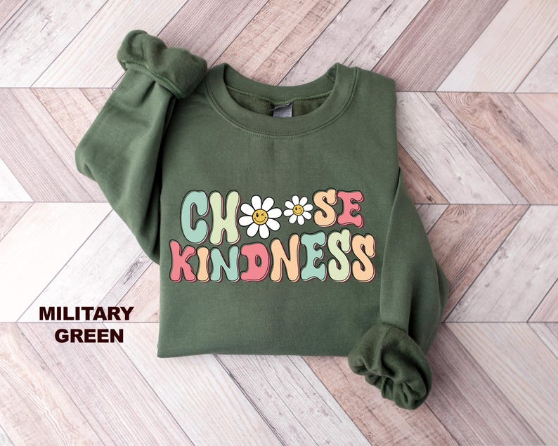 Choose Kindness Teacher Sweatshirt – Retro Daisy Flower Design