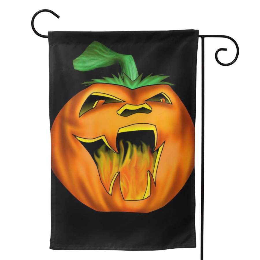 2 Pcs Garden Flag Fanged Fire Jack O’ Lantern Pumpkin Halloween Horizontal Poster 12.5″x18″ -Mothers Day, Birthday Gifts for Mom, Dad, Wife, Husband, Daughters, Grandma, Friends