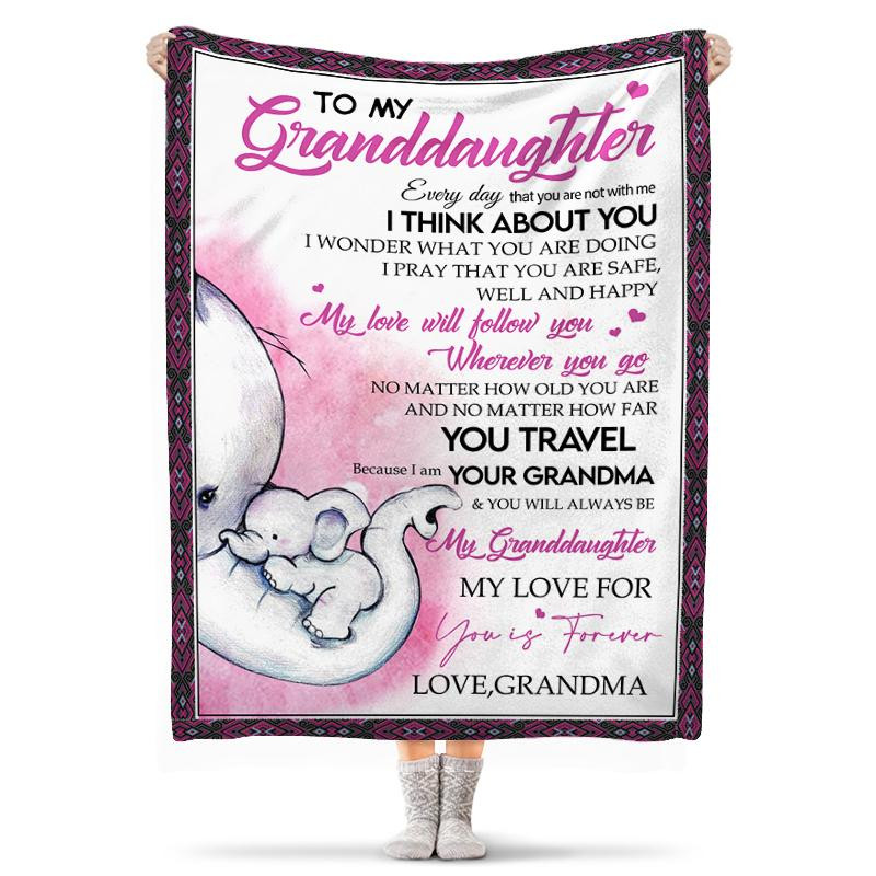 Personalized To My Granddaughter Lovely Blanket Gift For Daughter From Mom Elephant Fleece Blanket Everyday I Think About You Blanket Meaningful Words Gift Birthday Gift Mother’S Day Gift Christmas Gift