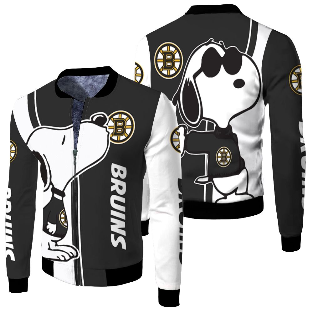 Boston Bruins Snoopy Lover 3D Printed Fleece Bomber Jacket