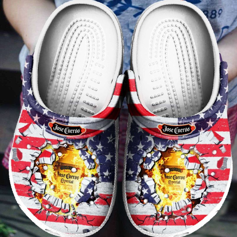 Wine Tequila Jose Cuervo America Flag Gift For Lover Rubber clog Shoes Comfy Footwear