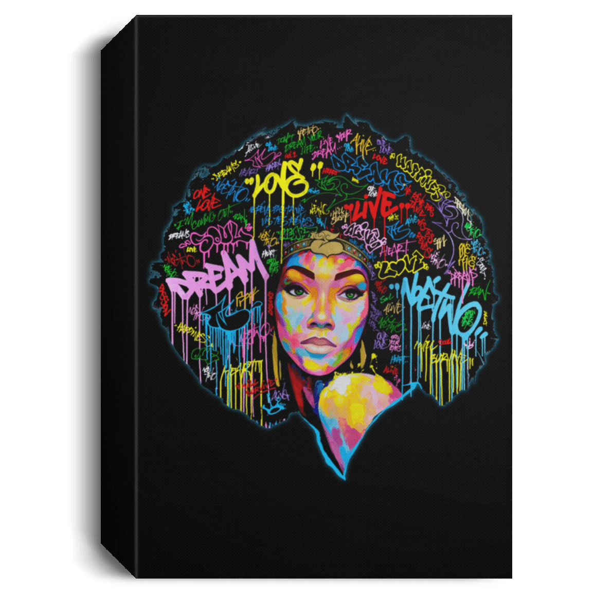 African American Canvas Art Beautiful Black Girl Colorful Art Afrocentric Living Room Decor